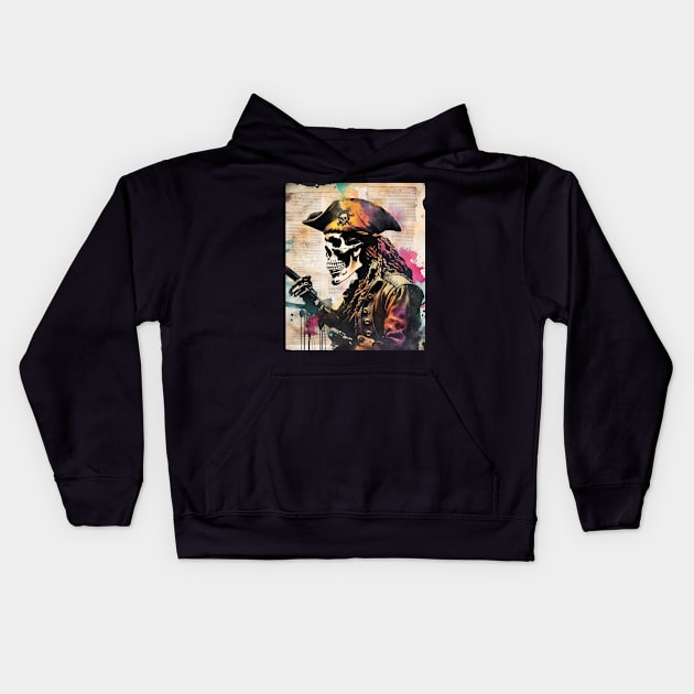 skeletal pirate Kids Hoodie by mdr design